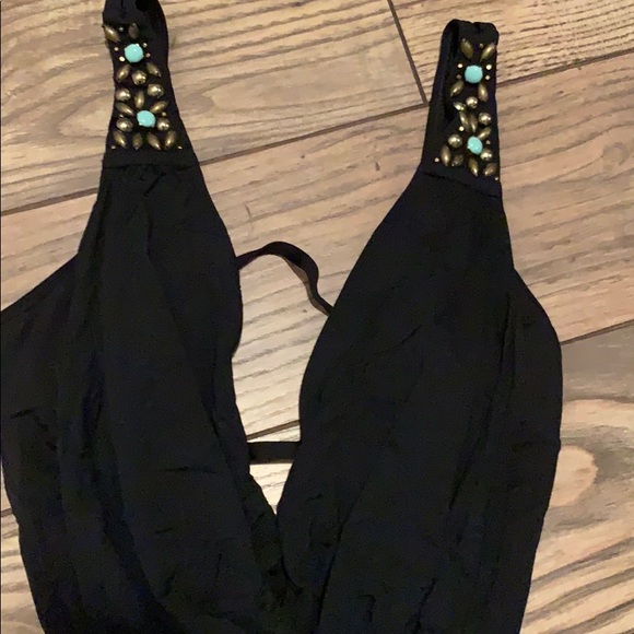 Low Cut One Piece Bathing Suit with Bead Detail - Picture 8 of 8